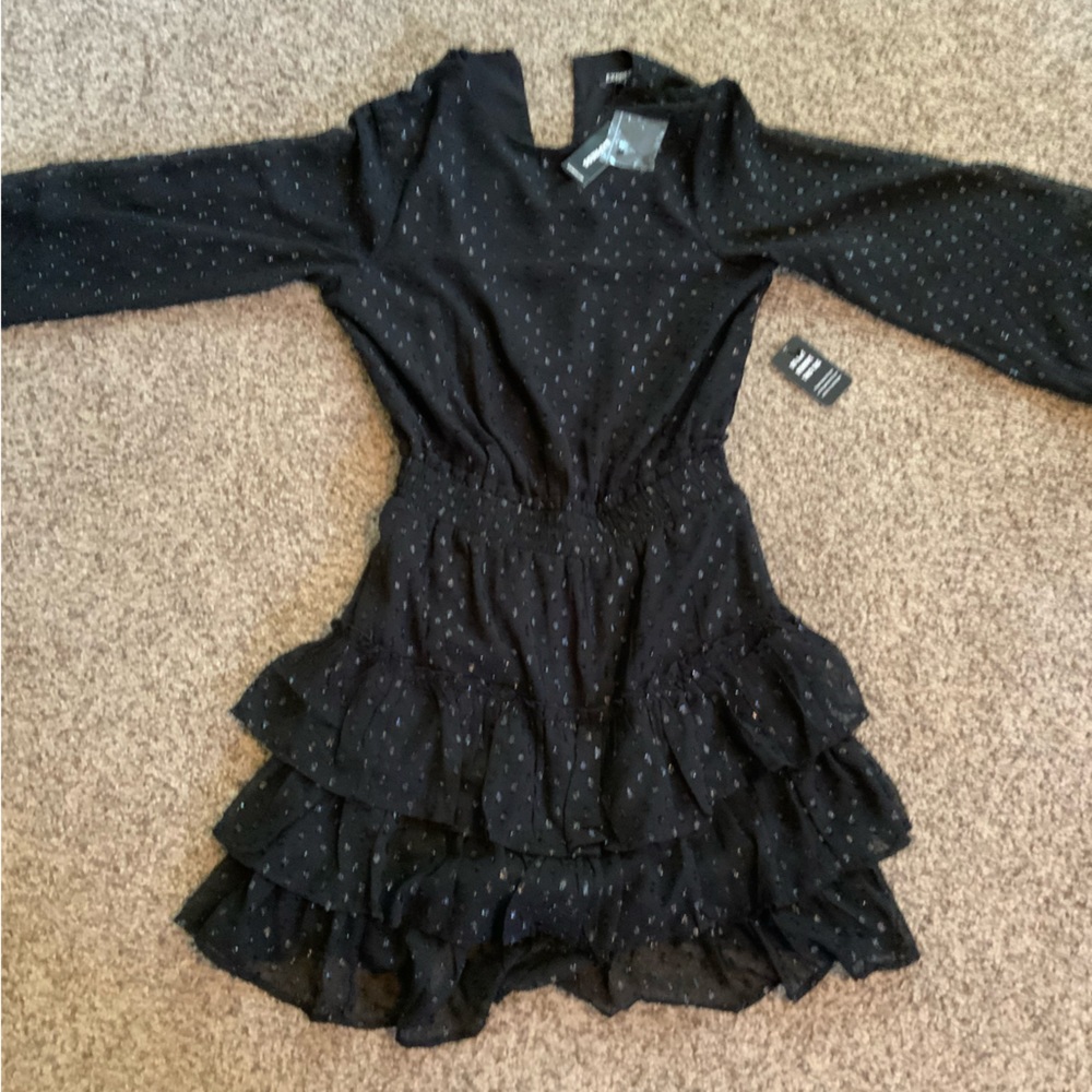 Express embellished minidress with tiered ruffled skirt
